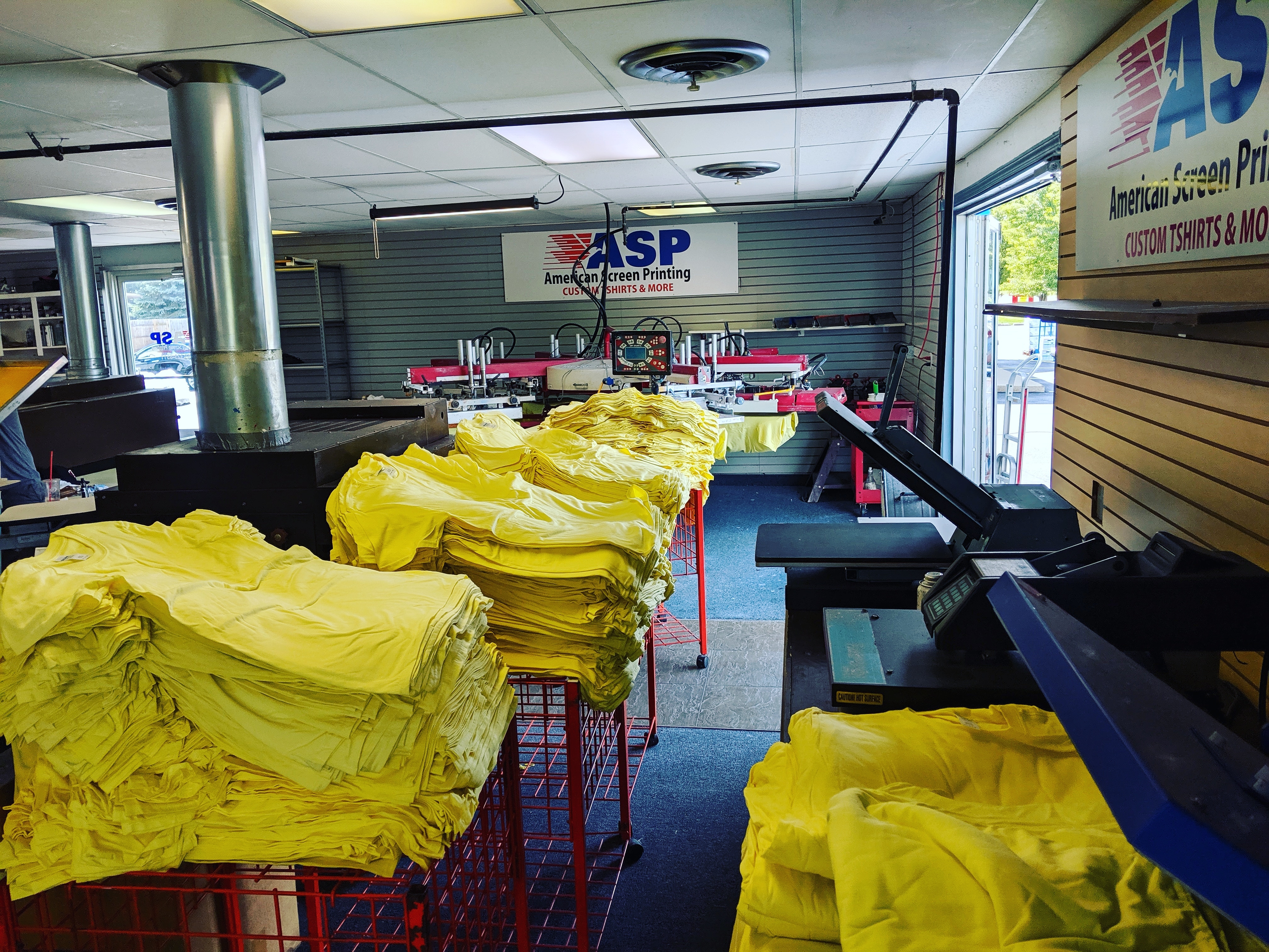 Screen printing equipment in our shop